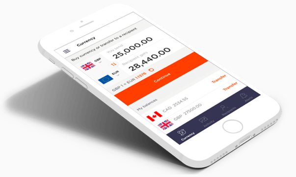 A smart phone showing FX rates and pricing data